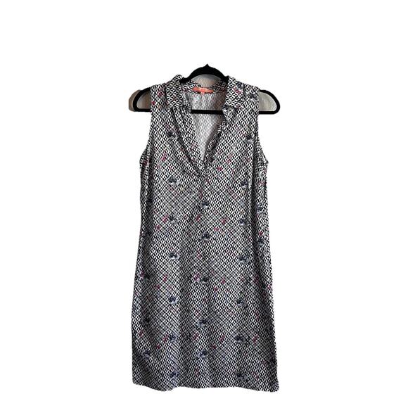 Vilagallo Dress 42 / US 12 Blue White‎ Geo Print Bike Artsy Sleeveless Casual - Picture 1 of 10